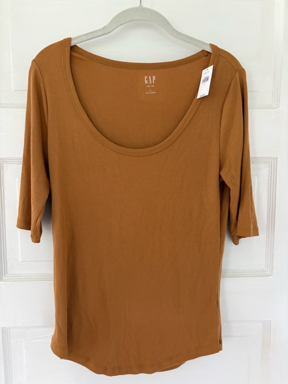GAP Scoop Neck Ribbed Top - Caramel